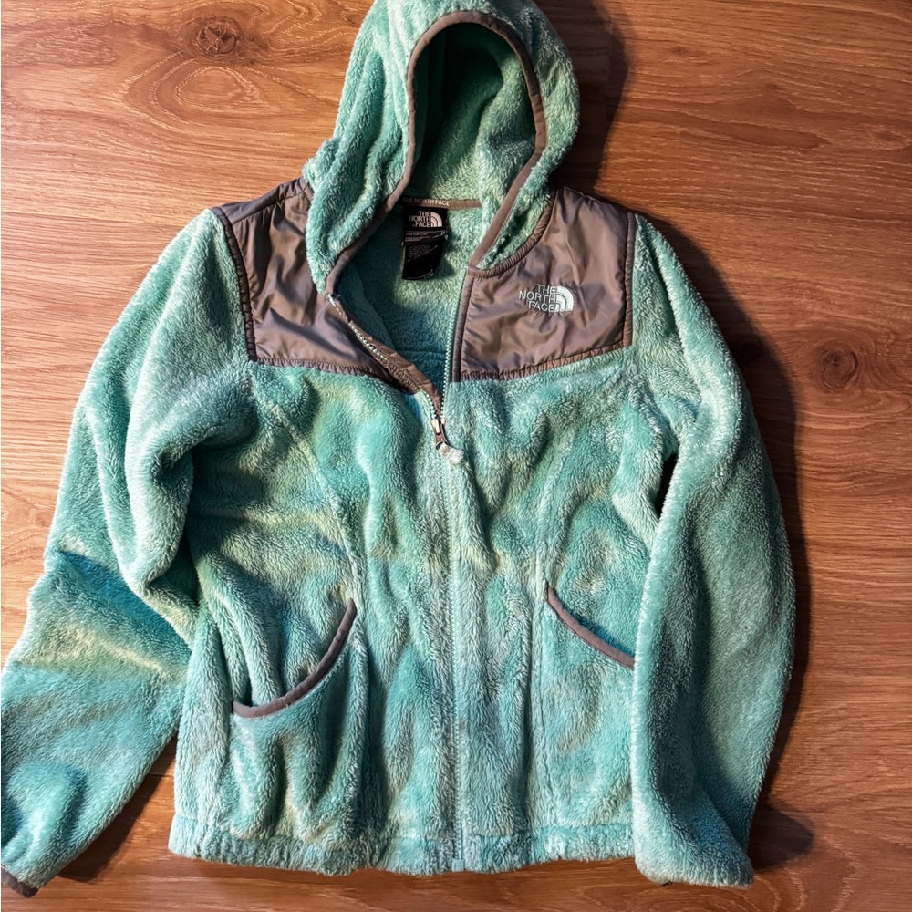 The North Face Teal and Brown Fleece Hoodie